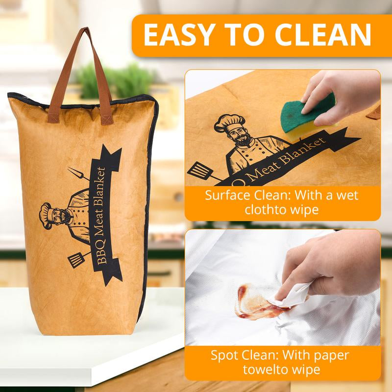 Outdoorfun Early Father'S Day Sale BBQ Blanket for Resting Meat - Reusable Insulated Bag for Large Brisket, Beef, Pork, and Turkey, Ideal for Smoking Utensils Yellow