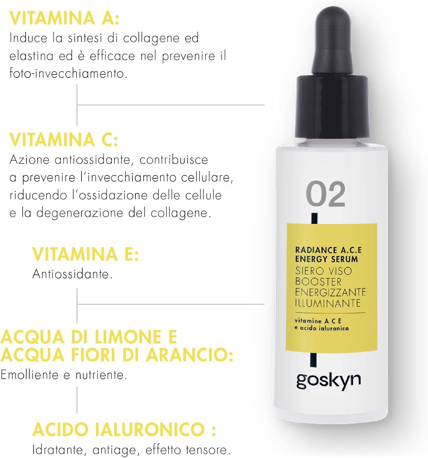 Siero Vitamina C Viso Acido Ialuronico - Siero Viso Antirughe Idratante Illuminante - Siero anti Imperfezioni Antimacchia Giorno E Notte Uomo E Donna- 30Ml
