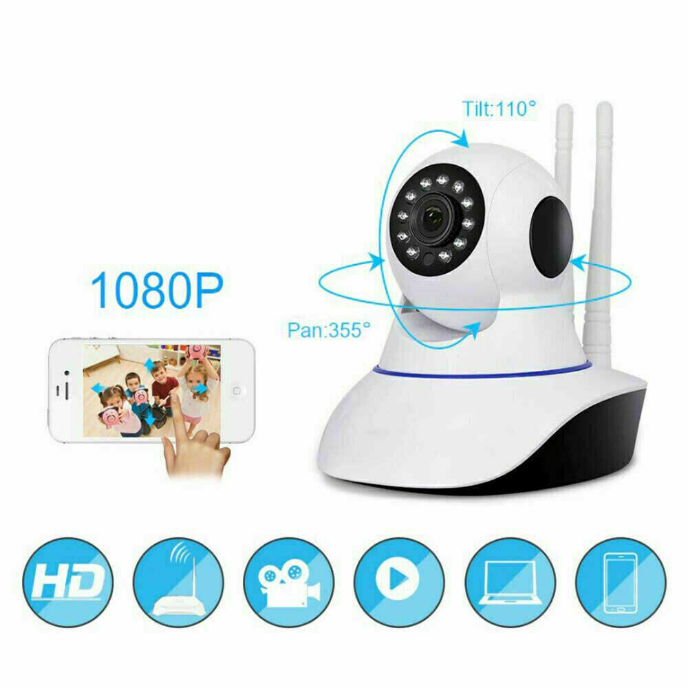 TELECAMERA INTERNA 1080P HD WIRELESS SD IP CAMERA MOTORIZZATA IR INFRAROSSI WIFI