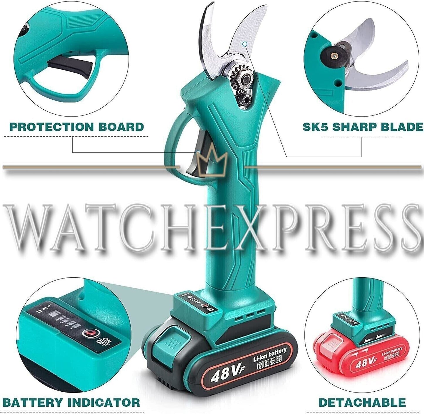 Forbici Potatura Giardino Giardinaggio Professionale Forbice Doppia Batteria 48V