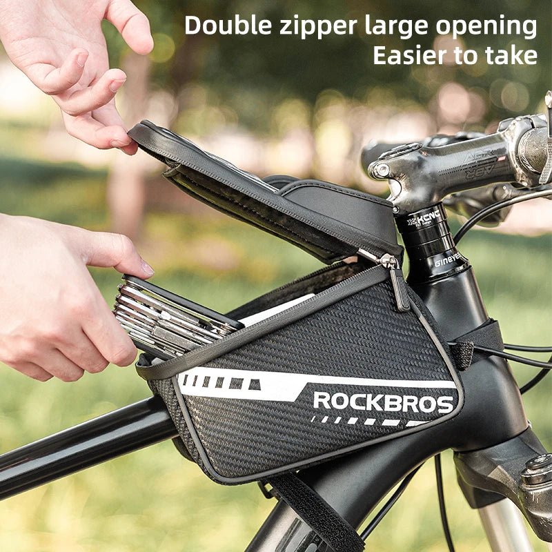 Cycling Bike Top Tube Bag Rainproof MTB Bicycle Frame Front Head Cell Phone Touch Screen Bag Pannier Bike Accessories