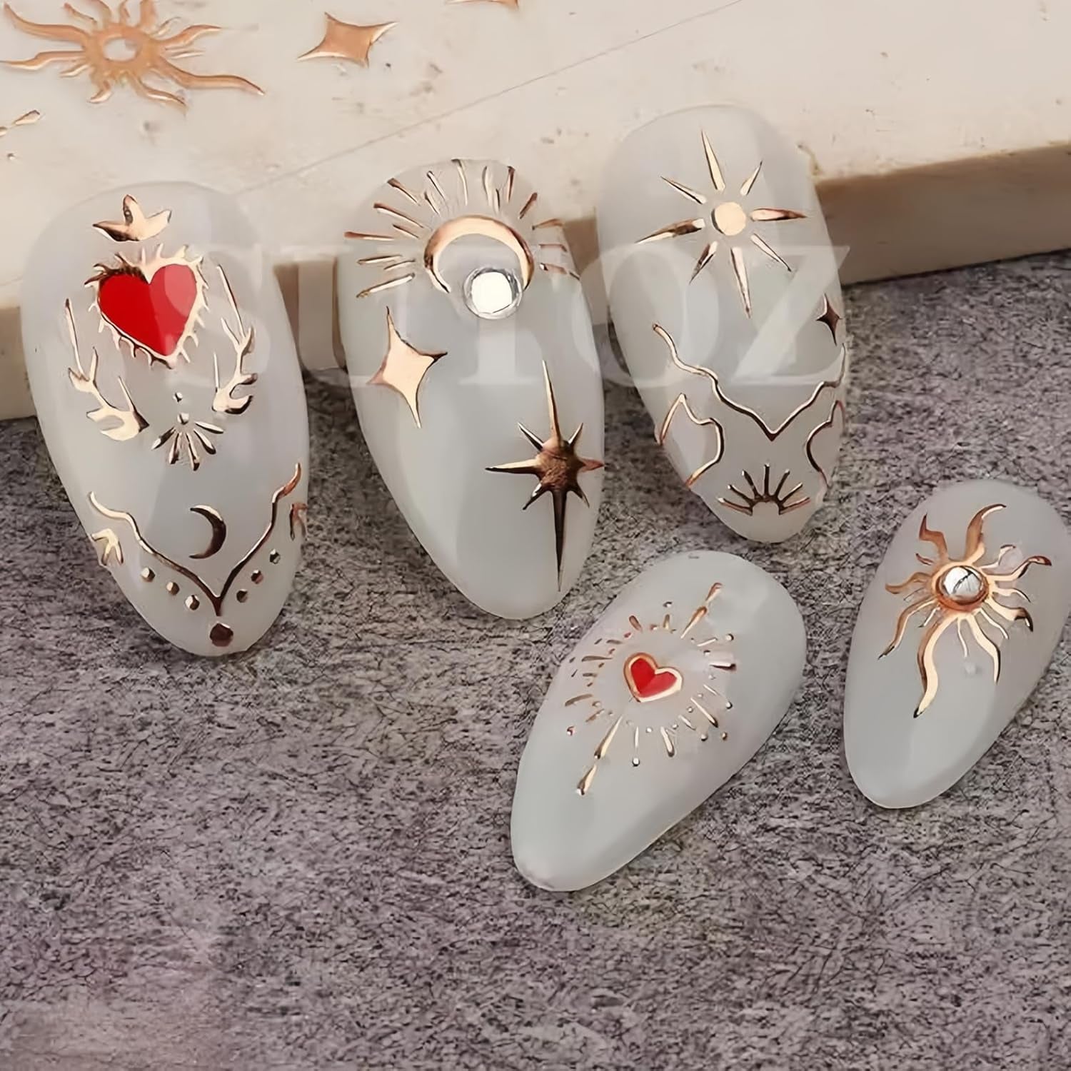 9 Fogli Adesivi Unghie, Stella Luna Sole Adesivi Oro Argento Nail Art, Laser Farfalle Stickers Unghie, Autoadesivi Decorazioni Unghie per Donna Ragazze Accessorio Nail Art Fai Da Te