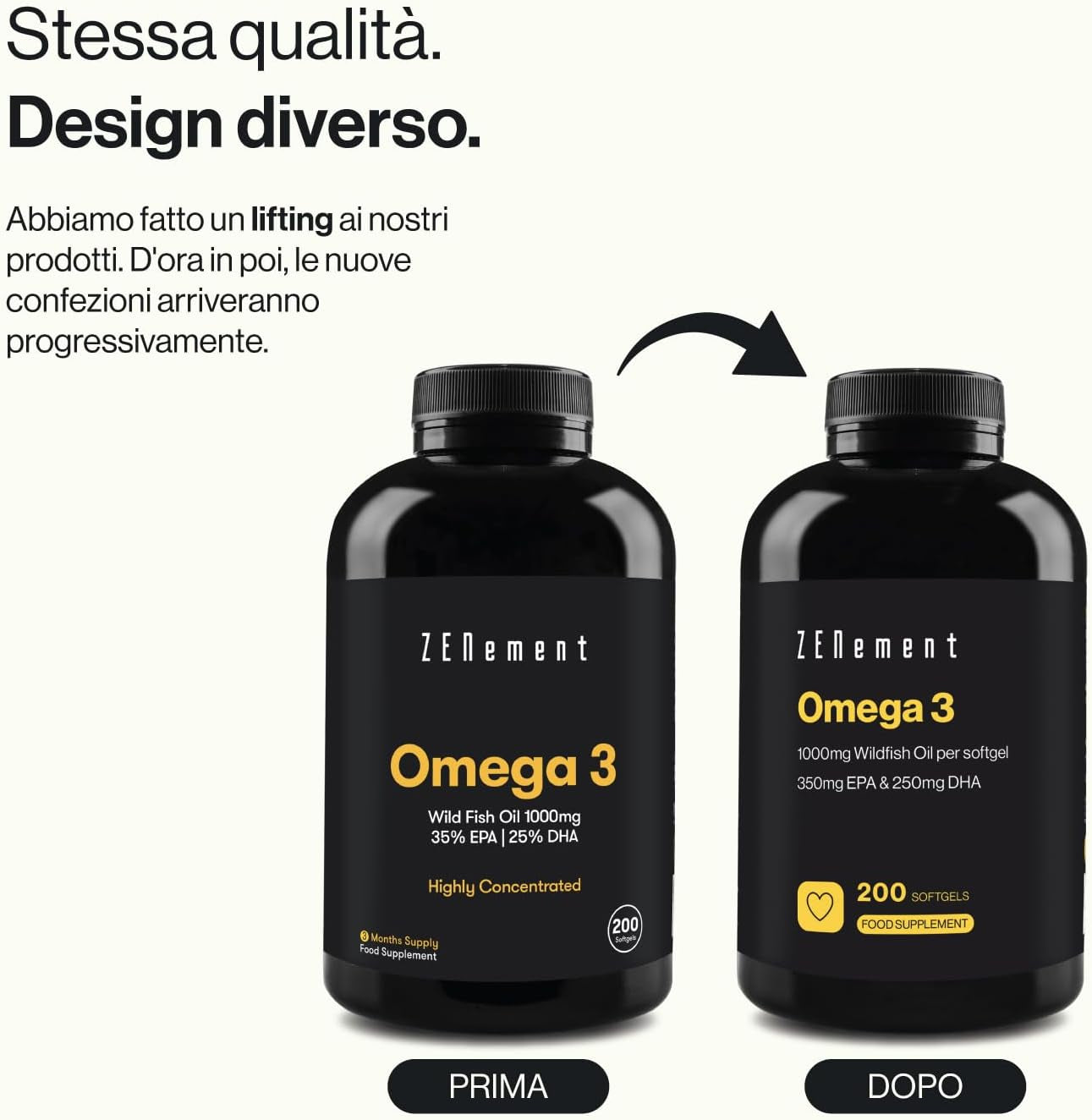 Omega 3, Olio Di Pesce Omega3 2000Mg Ad Alto Dosaggio Con 700 Mg EPA E 500 Mg DHA per Porzione, 200 Capsule Softgel - Acidi Grassi EPA DHA