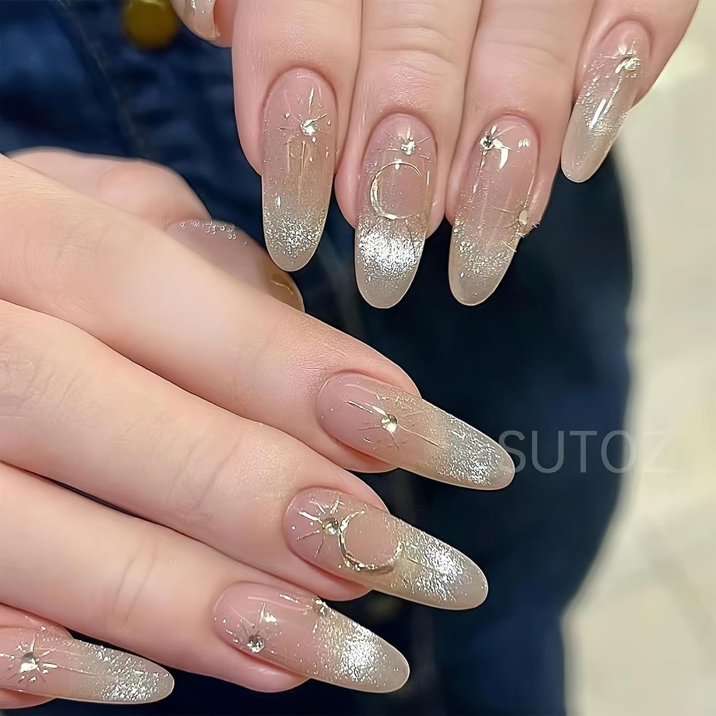 9 Fogli Adesivi Unghie, Stella Luna Sole Adesivi Oro Argento Nail Art, Laser Farfalle Stickers Unghie, Autoadesivi Decorazioni Unghie per Donna Ragazze Accessorio Nail Art Fai Da Te