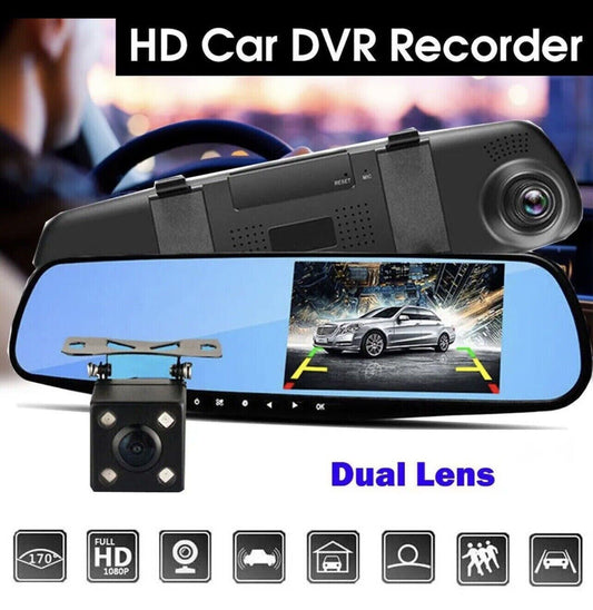 SPECCHIETTO RETROVISORE TELECAMERA AUTO MONITOR DVR VIDEO AUDIO REGISTRATORE HD