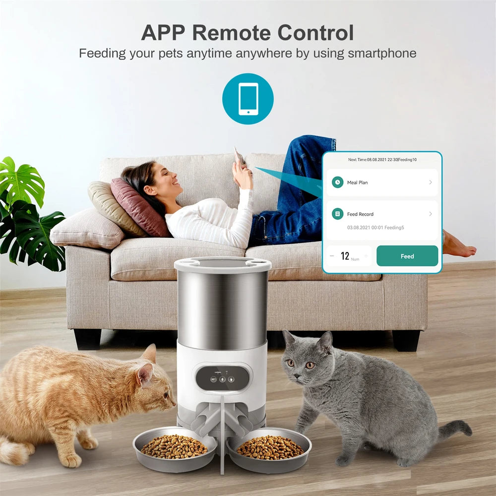 Tuya Smart APP Pet Feeder Cat and Dog Food Automatic Dispenser Suitable for Small and Medium-Sized Cats and Dogs Remote Feeding