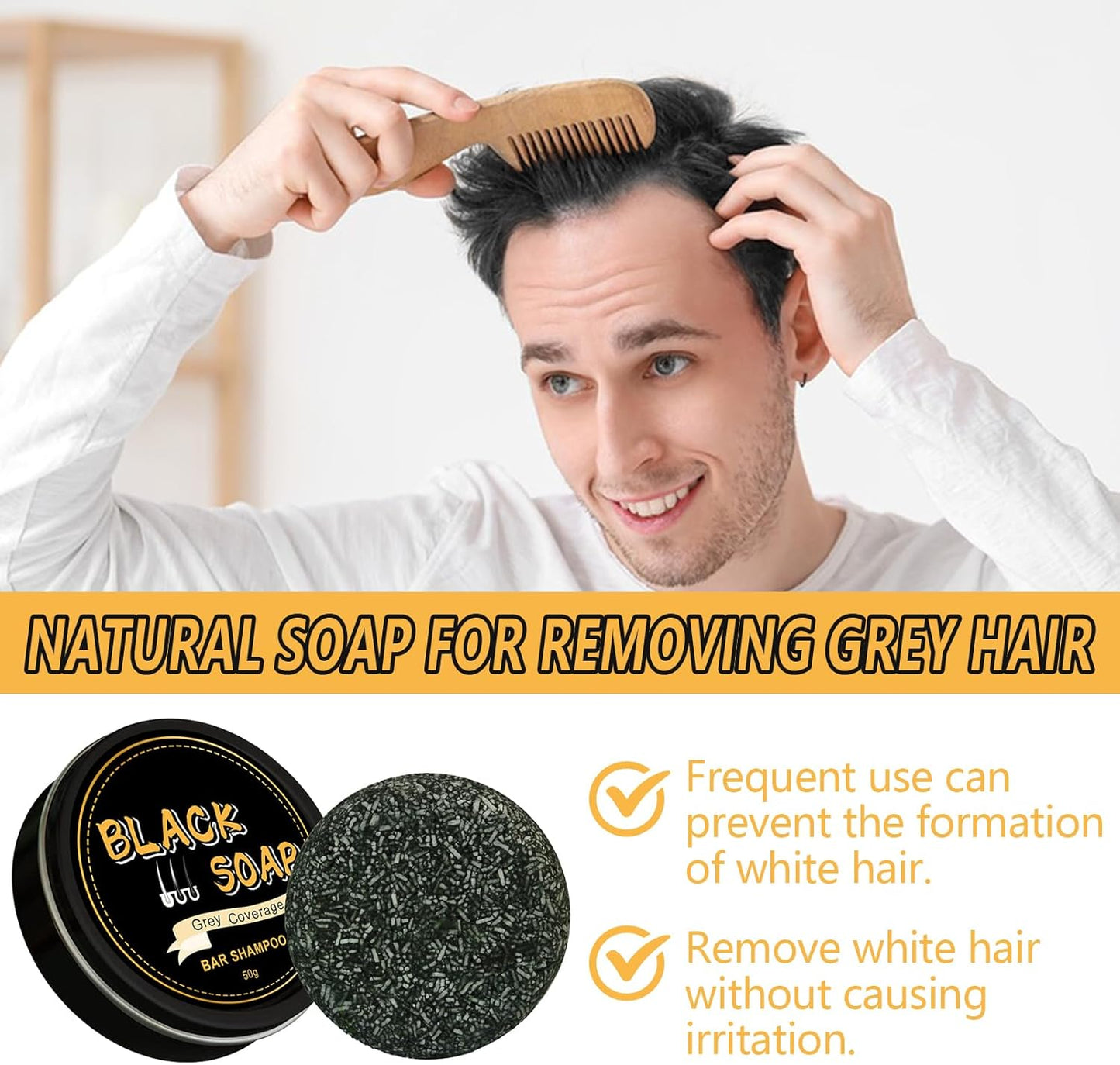 Shampoo Bar,Shampoo per Capelli Grigi, Shampoo per Capelli Grigi Inverso,Copertura Capelli Grigi,Soap Cover Bar Shampoo,Coprente Capelli Bianchi,Shampoo Saponetta