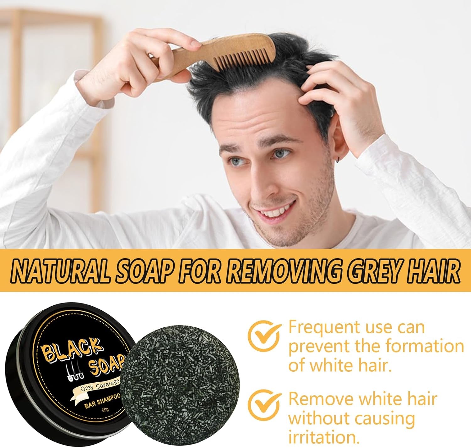 Shampoo Bar,Shampoo per Capelli Grigi, Shampoo per Capelli Grigi Inverso,Copertura Capelli Grigi,Soap Cover Bar Shampoo,Coprente Capelli Bianchi,Shampoo Saponetta