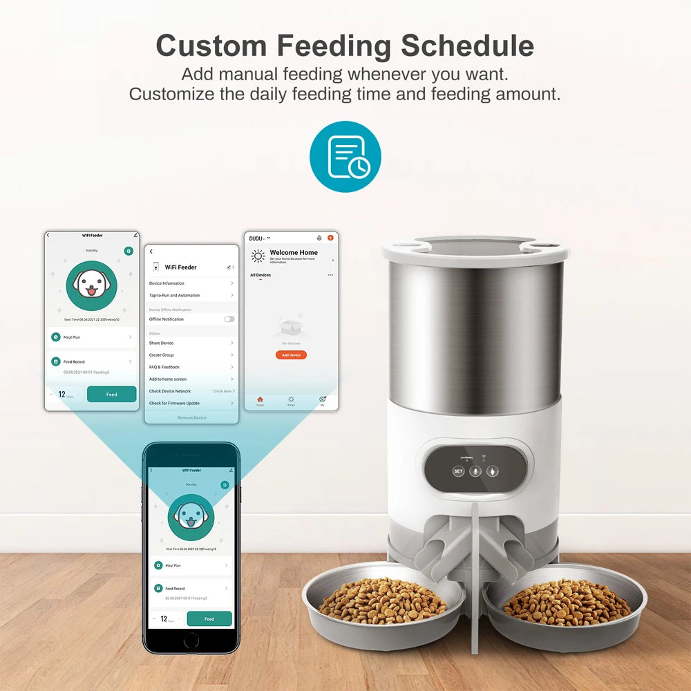 Tuya Smart APP Pet Feeder Cat and Dog Food Automatic Dispenser Suitable for Small and Medium-Sized Cats and Dogs Remote Feeding