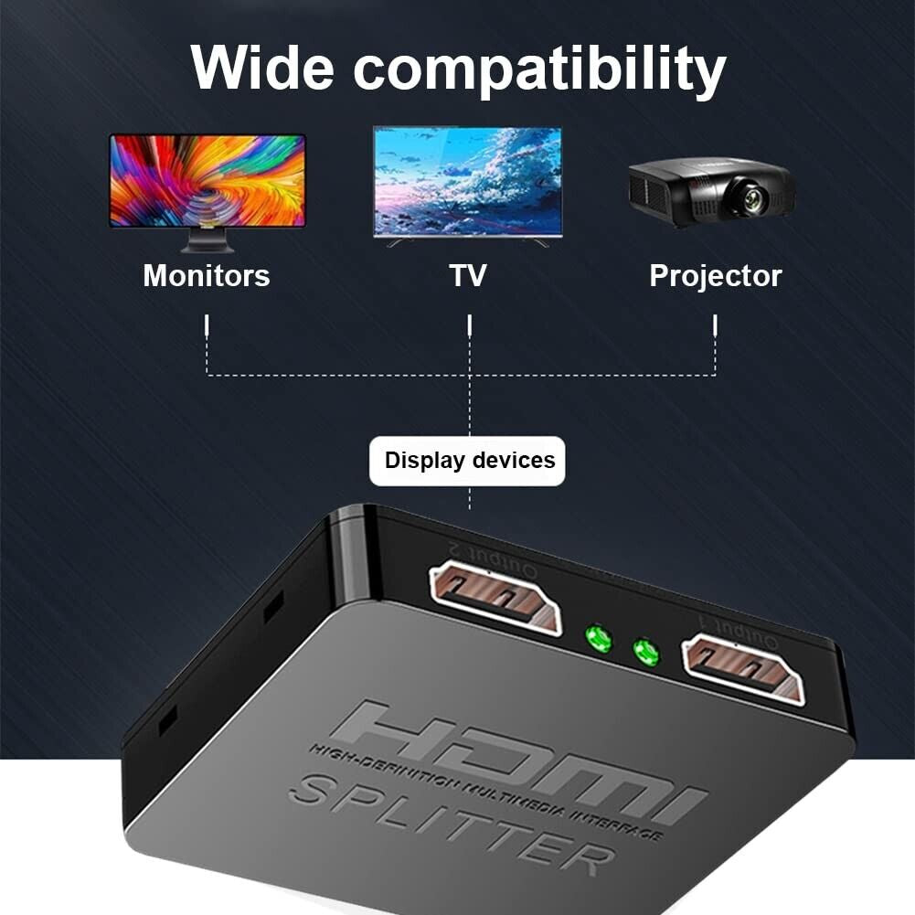 Splitter HDMI 1 in 2 Out, 1080P Full HD 3D 4K HDMI Splitter Con Cavo Di