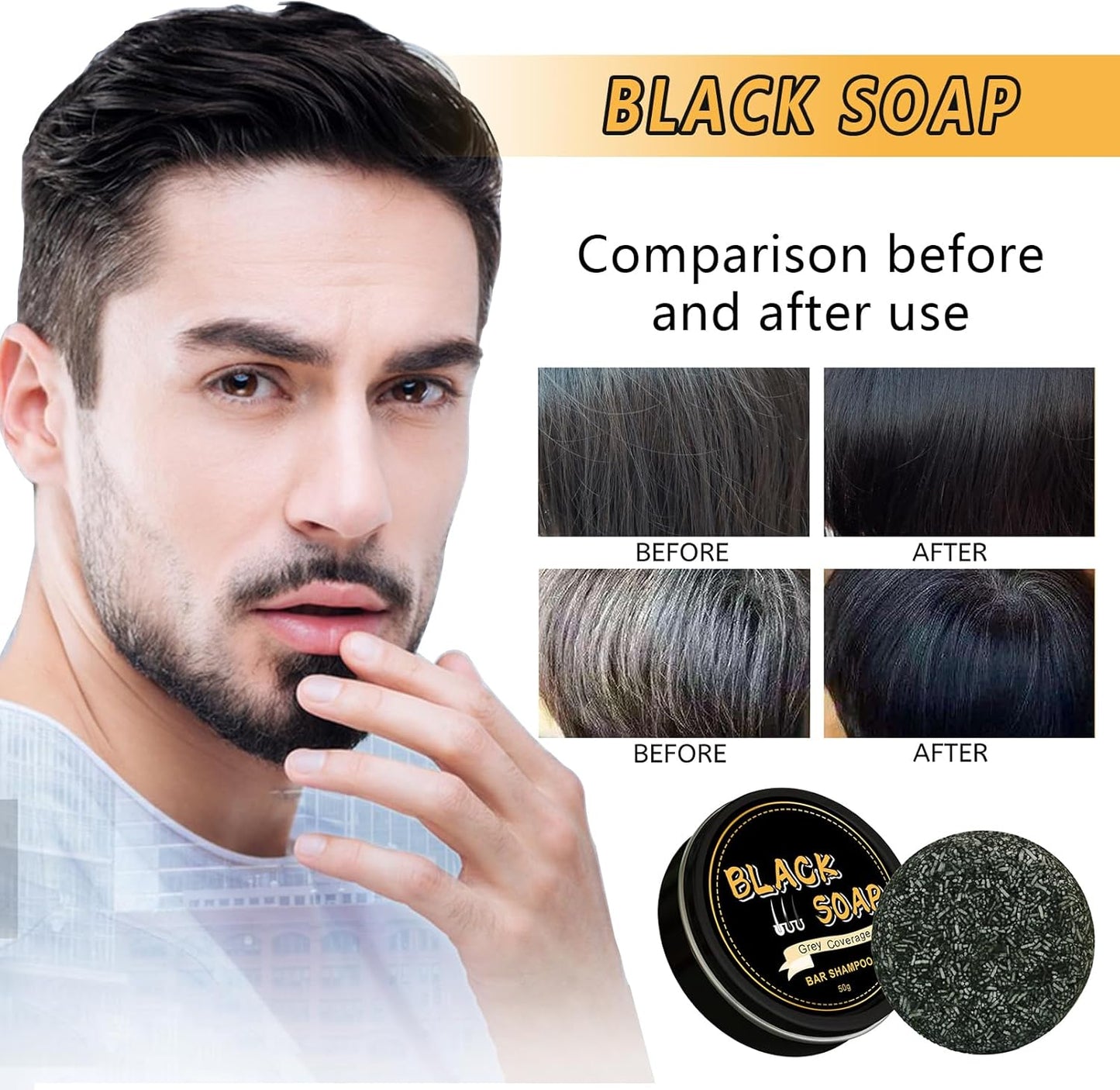 Shampoo Bar,Shampoo per Capelli Grigi, Shampoo per Capelli Grigi Inverso,Copertura Capelli Grigi,Soap Cover Bar Shampoo,Coprente Capelli Bianchi,Shampoo Saponetta