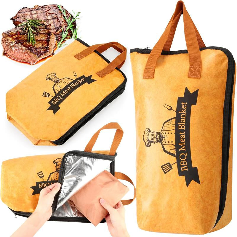 Outdoorfun Early Father'S Day Sale BBQ Blanket for Resting Meat - Reusable Insulated Bag for Large Brisket, Beef, Pork, and Turkey, Ideal for Smoking Utensils Yellow
