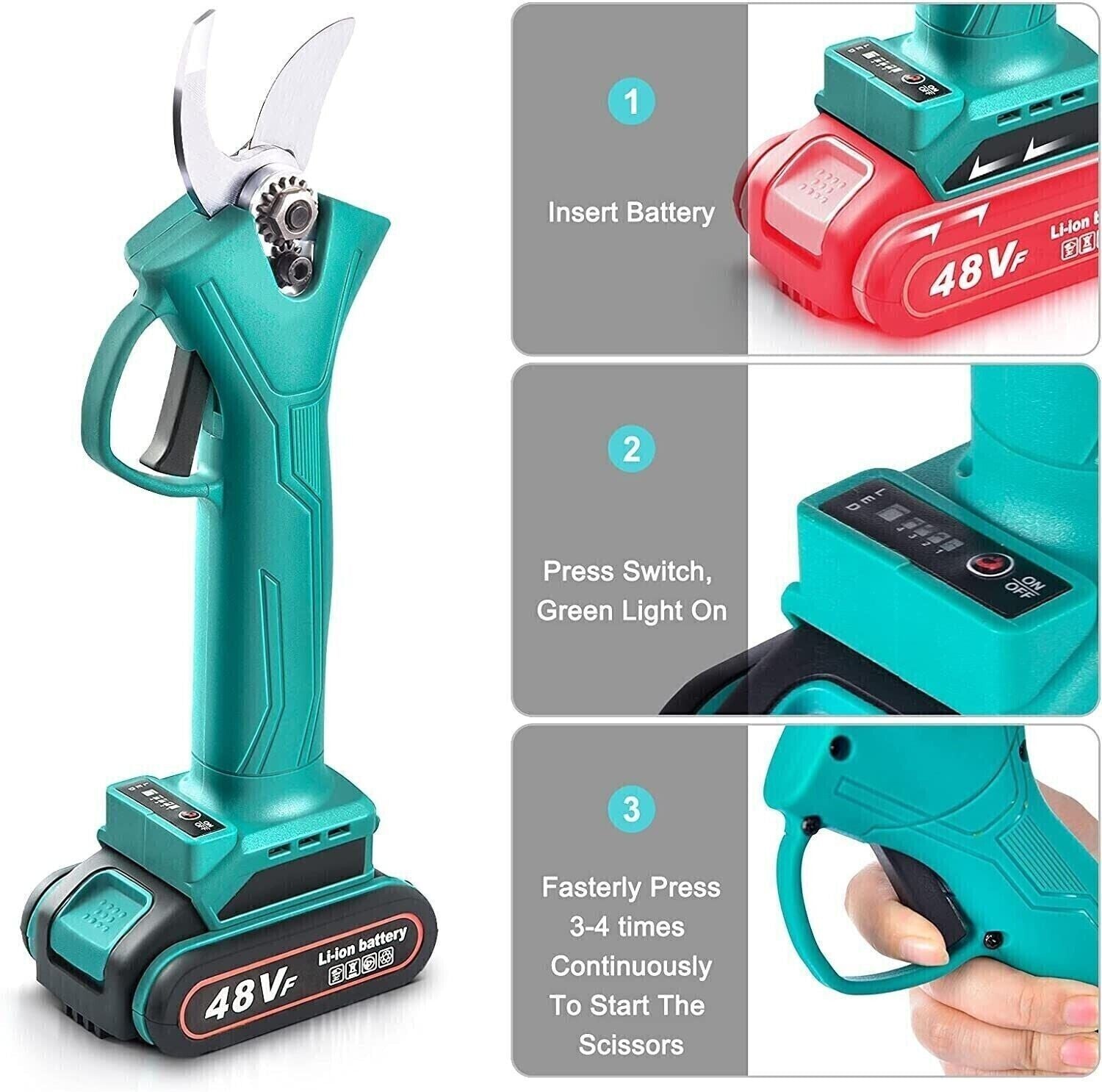 Forbici Potatura Giardino Giardinaggio Professionale Forbice Doppia Batteria 48V