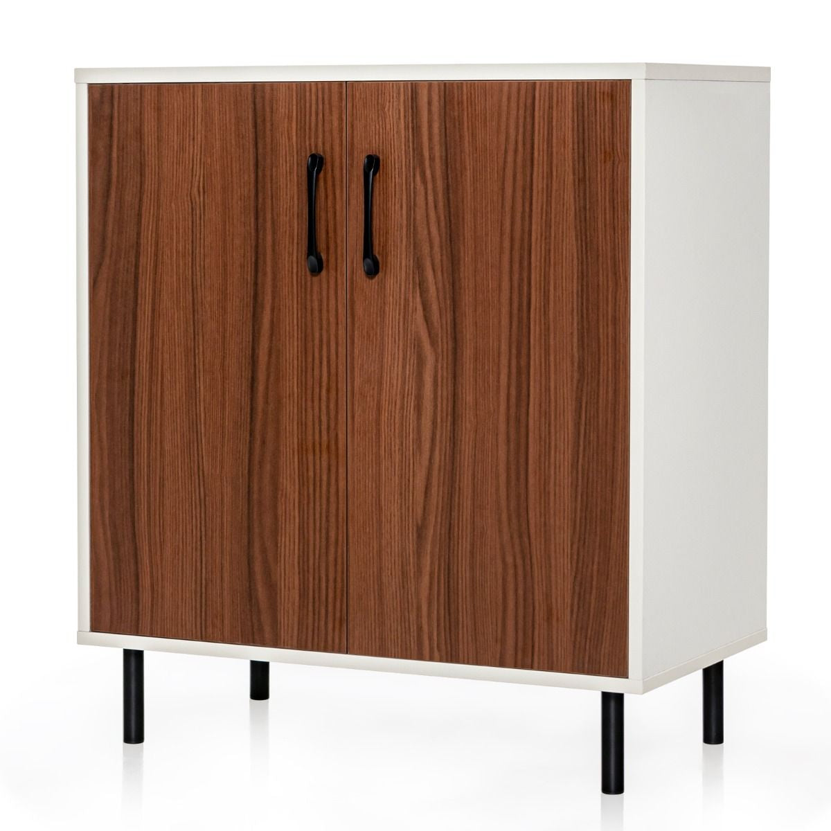 Credenza Cucina in Legno Con 2 Ante Ripiano Regolabile a 5 Posizioni, Mobile Buffet Portaoggetti Noce