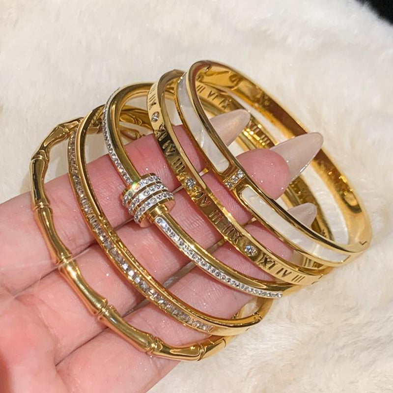Stainless-Steel Gold-Filled Trending Bangles - Waterproof and Non-Tarnish