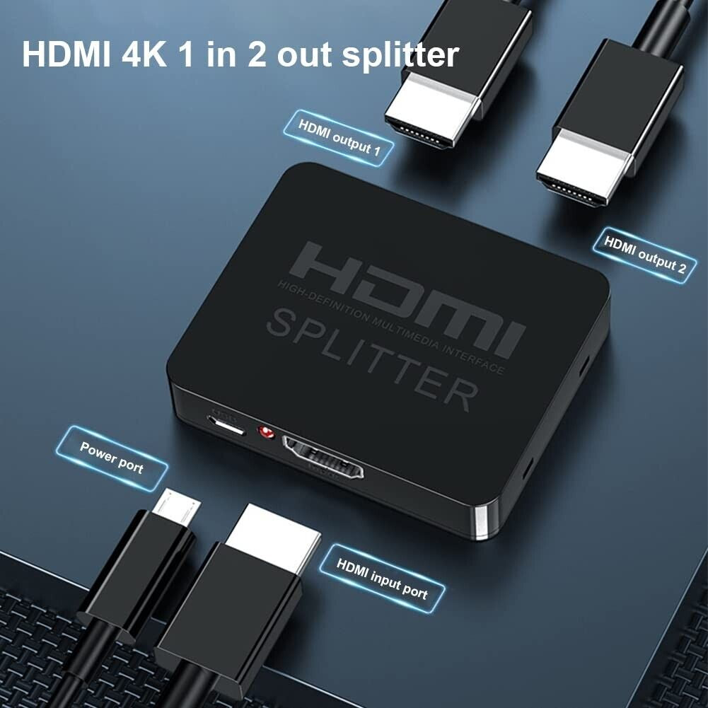 Splitter HDMI 1 in 2 Out, 1080P Full HD 3D 4K HDMI Splitter Con Cavo Di