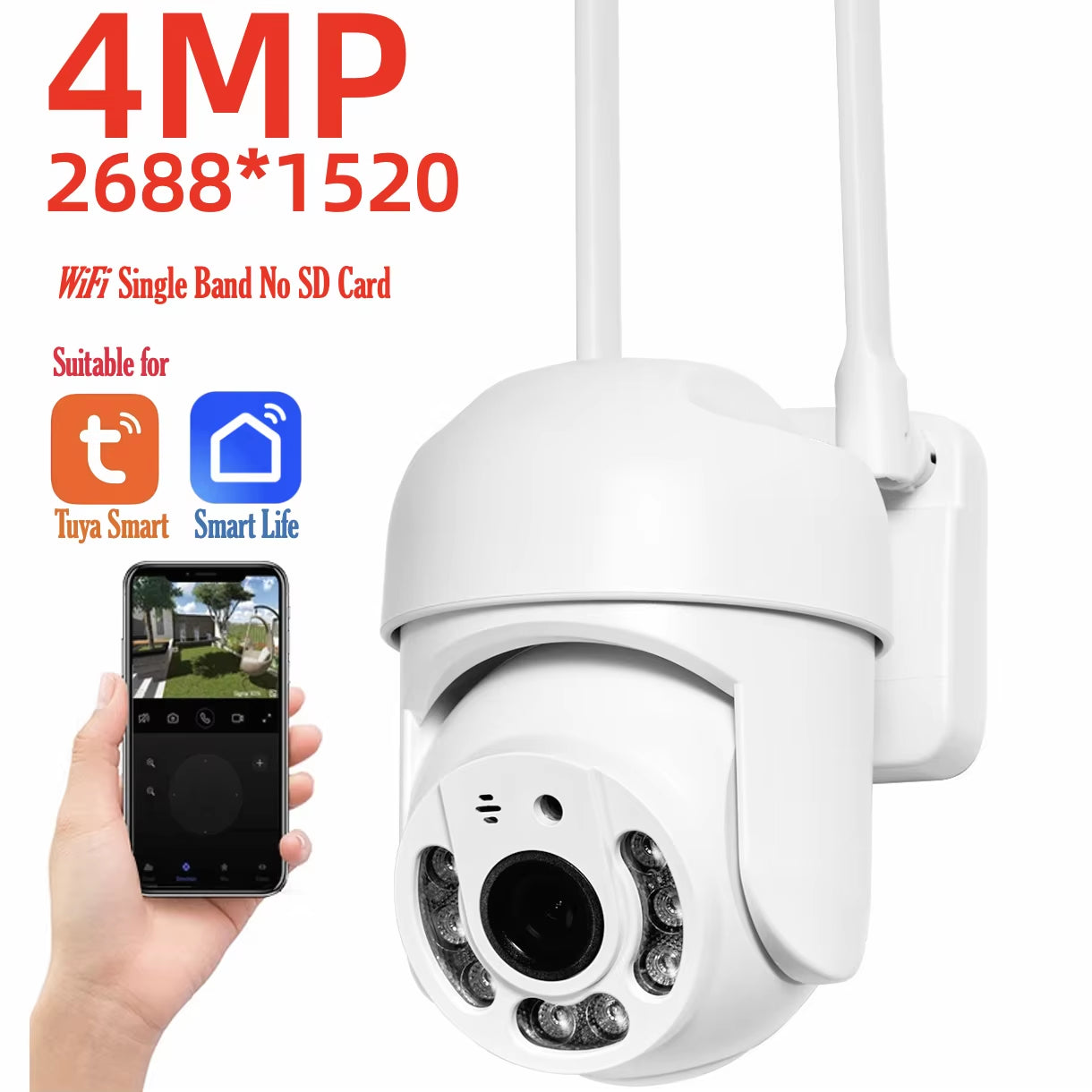 Tuya 4MP PTZ WIFI Network Camera Security Protection Outdoor IP66 Waterproof 5G Dual-Band Camera Home Video Surveillance