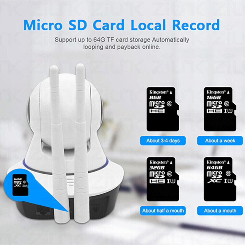 TELECAMERA INTERNA 1080P HD WIRELESS SD IP CAMERA MOTORIZZATA IR INFRAROSSI WIFI